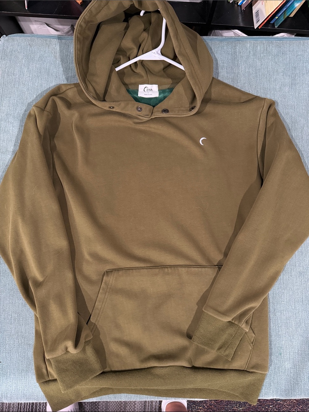 ZYIA Olive Double Snap Hoodie Pullover